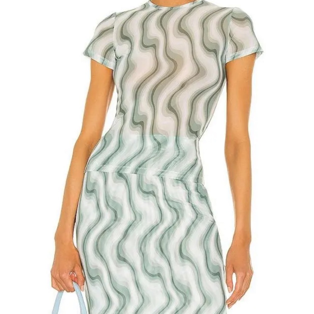 Miaou Moni Green Pattern Set Skirt + Top